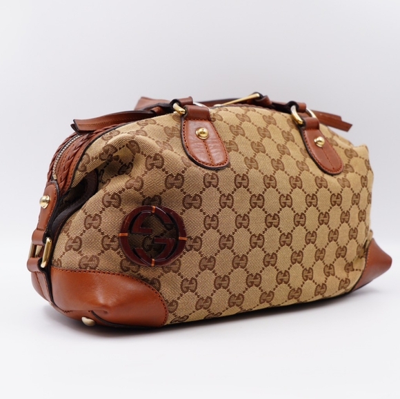 AV04 ❤️ GUCCI Monogram Brick Lane Boston - Picture 5 of 15